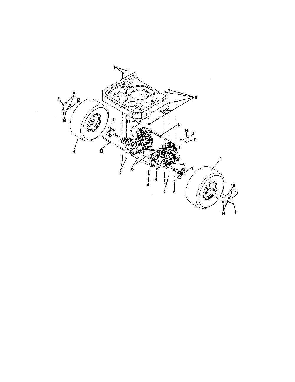 Rear drive & wheels, 42" & 50" decks Diagram and Parts List for 17AC2ACG055  MTD Lawn Mower