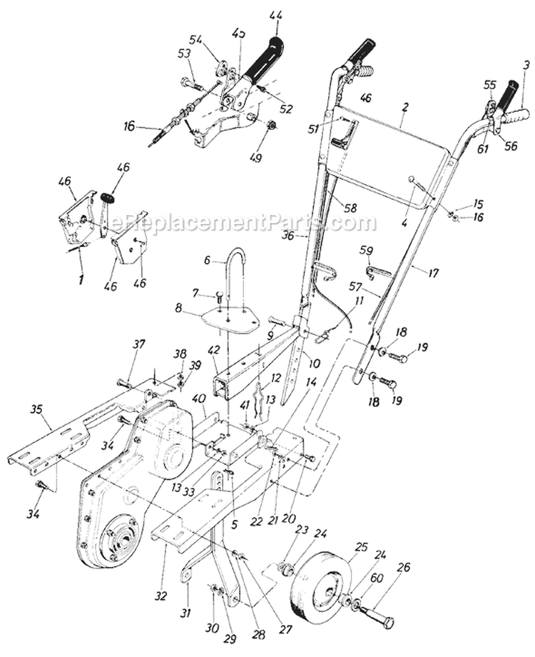 Page B Diagram and Parts List for 381-013 1988 MTD Tiller