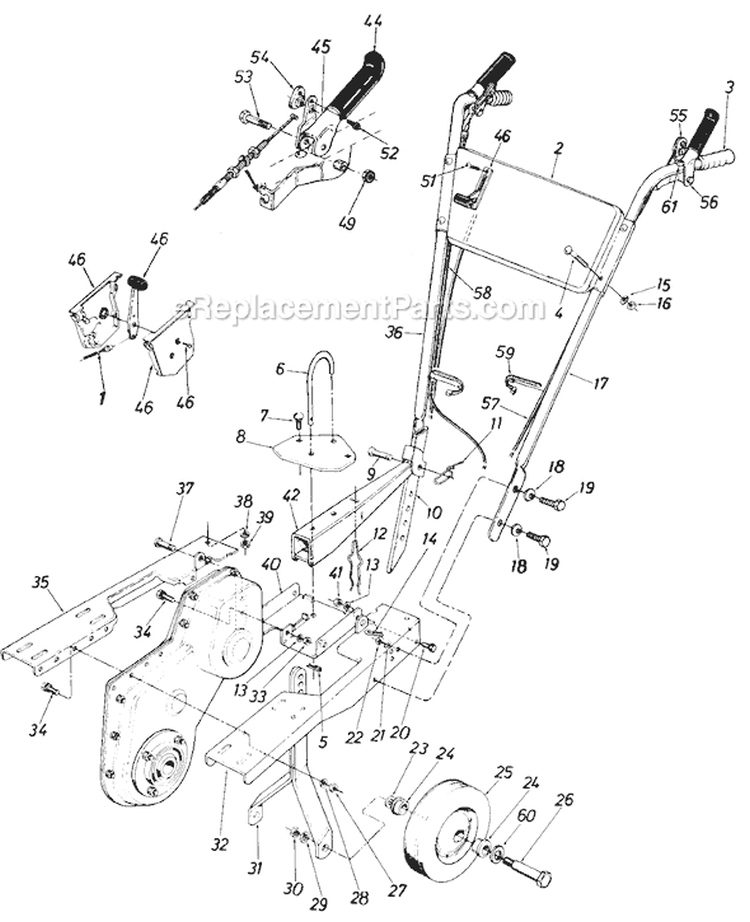 Page B Diagram and Parts List for 381-192 1987 MTD Tiller