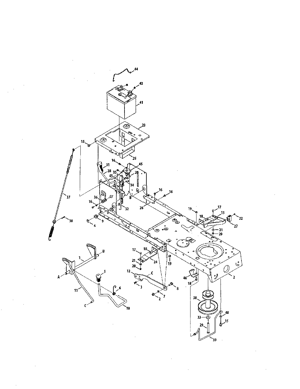 Battery/lift Diagram and Parts List for 13A878XS099  MTD Lawn Tractor