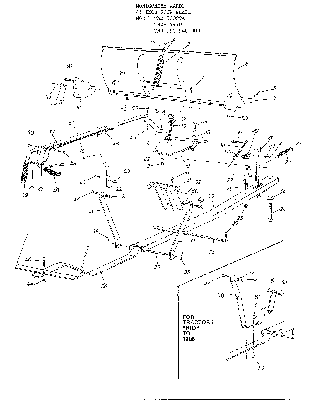 48" snow blade Diagram and Parts List for 33009A  MTD Snow Blower