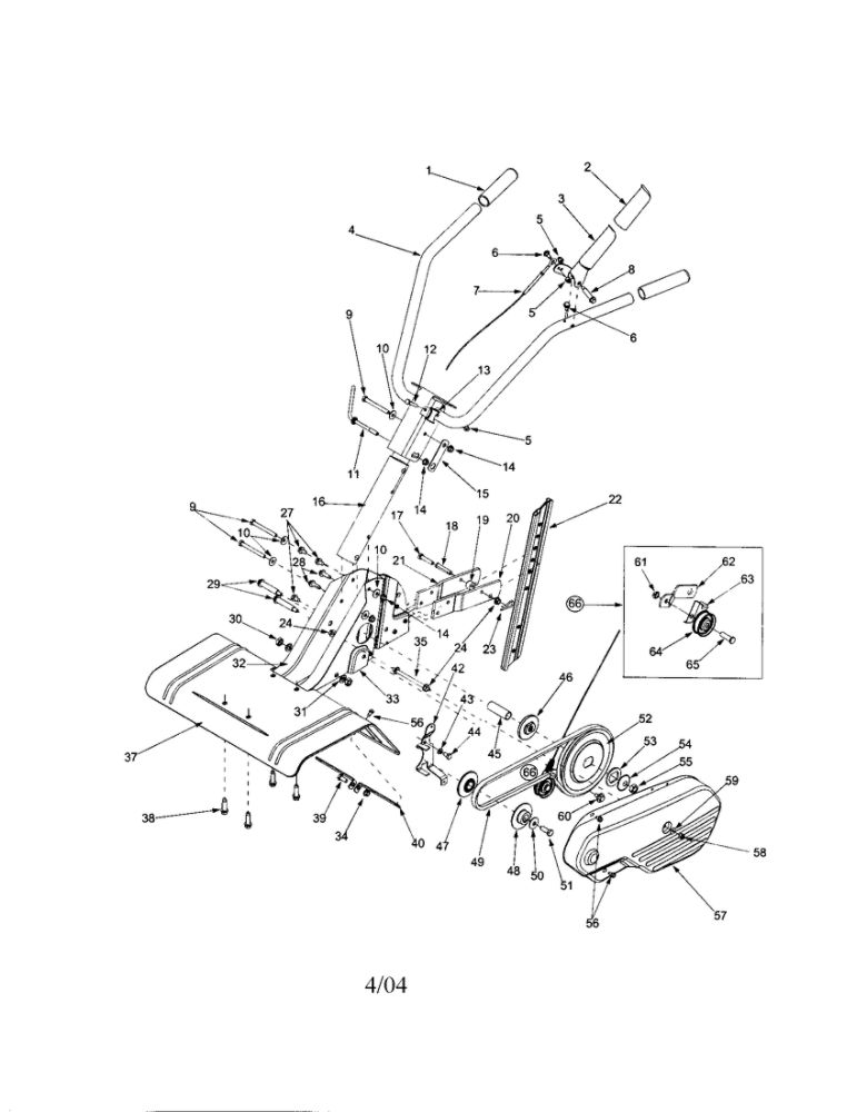Handle/Shield/Belt Cover Diagram and Parts List for 330  MTD Tiller
