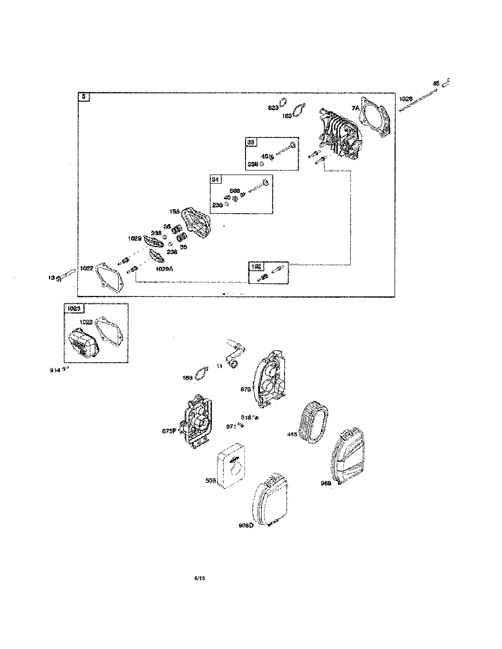 Air cleaner/cylinder head Diagram and Parts List for 12AVD2B8799  MTD Lawn Mower