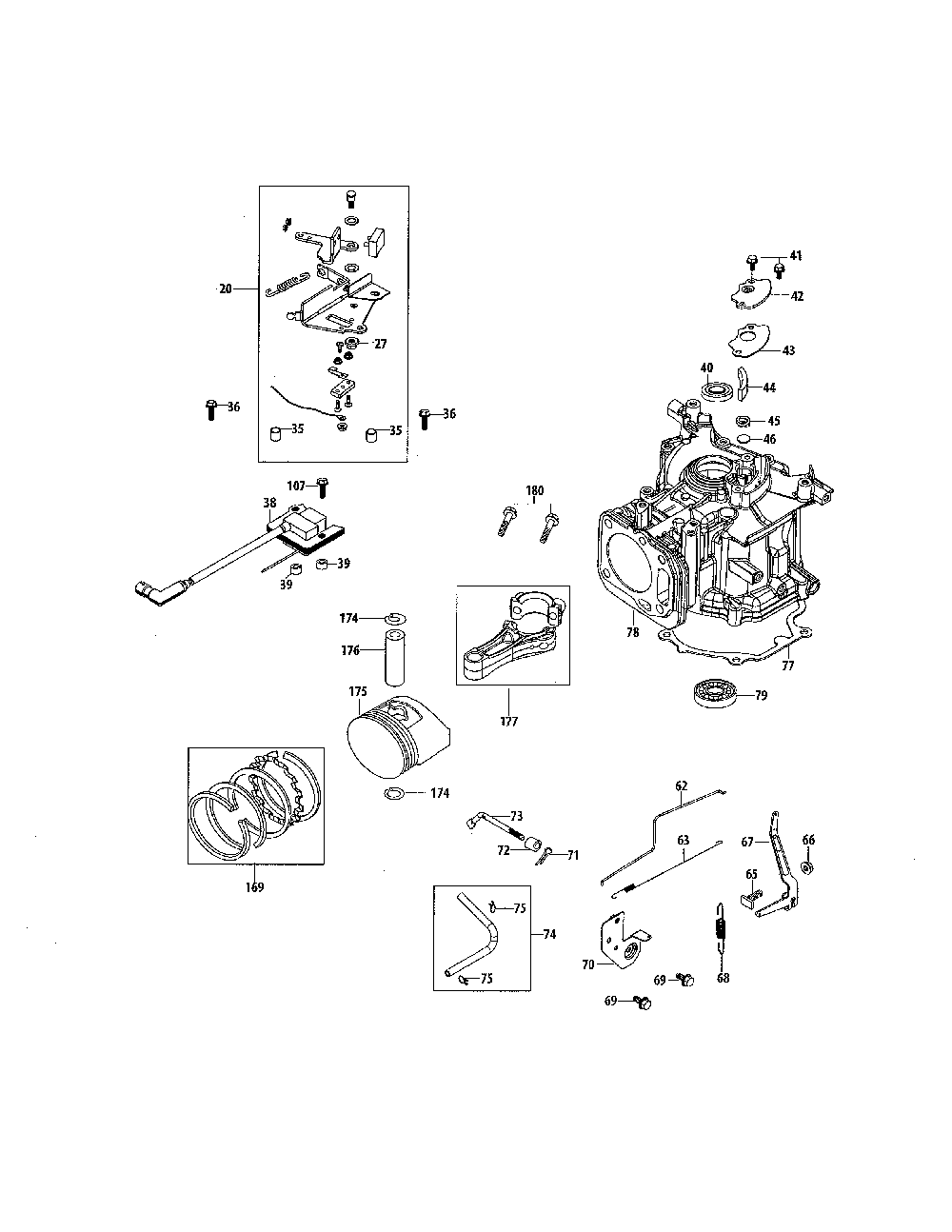 Crankcase Diagram and Parts List for 1P65B0B-1  MTD Engine