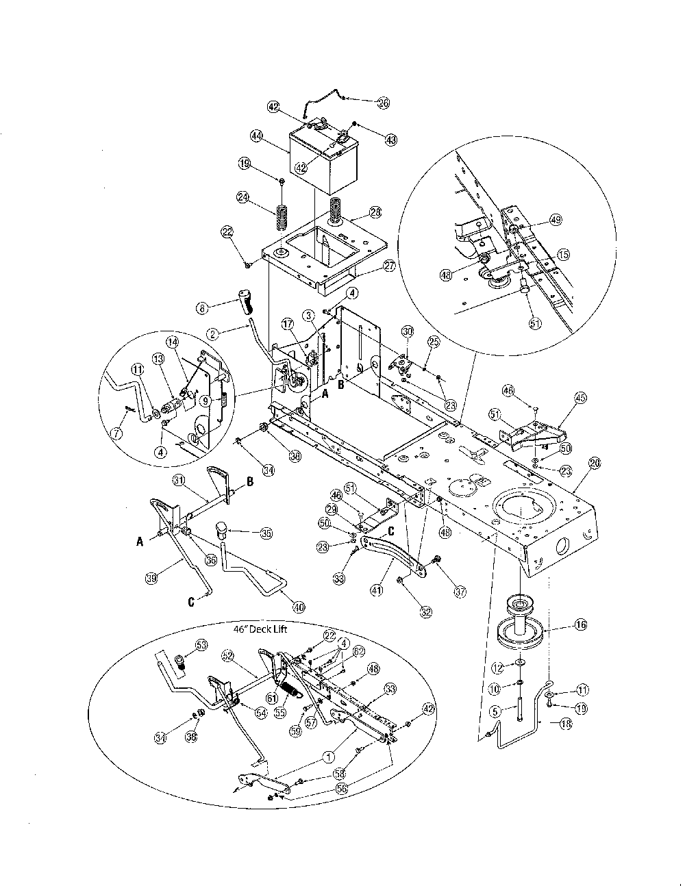 Frame Diagram and Parts List for 13RN771H729  MTD Lawn Tractor