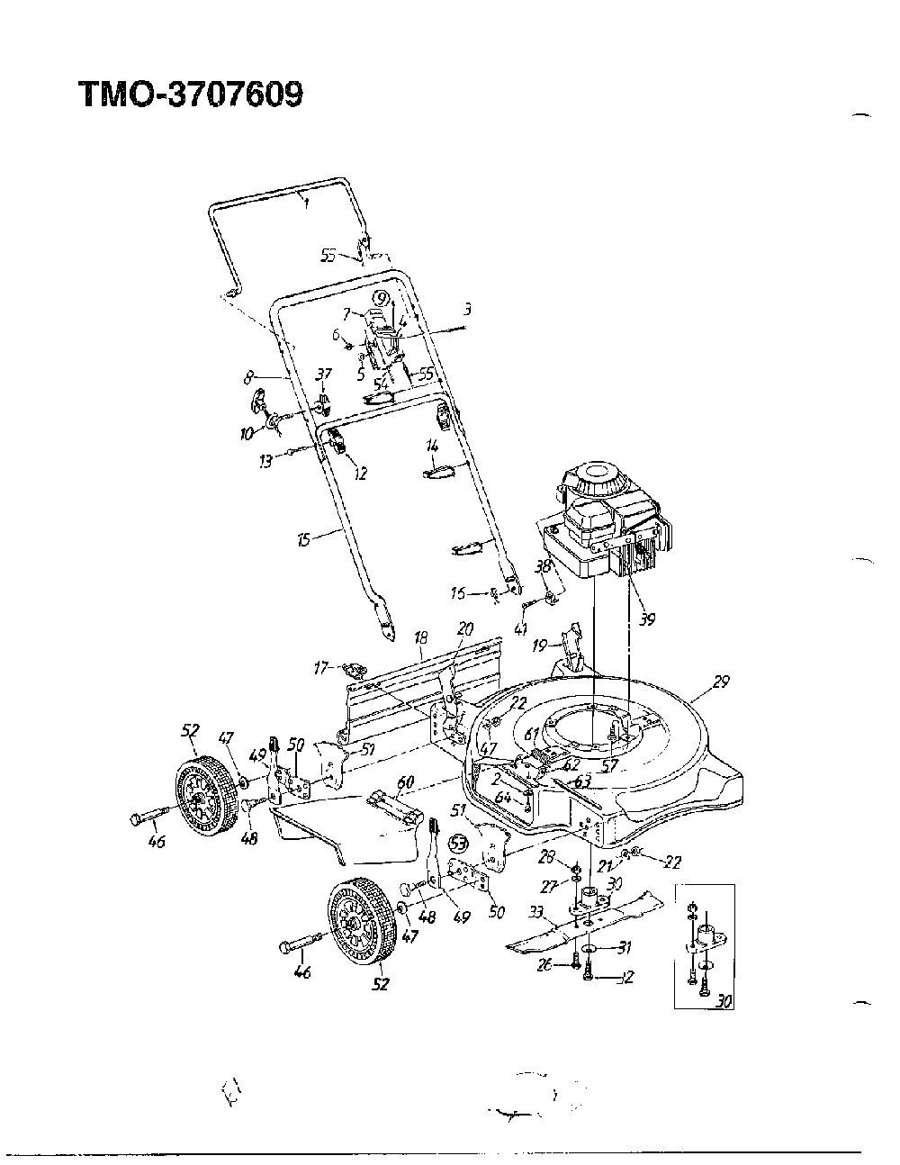 3.75hp 22" rotary mower Diagram and Parts List for 3707609  MTD Lawn Mower