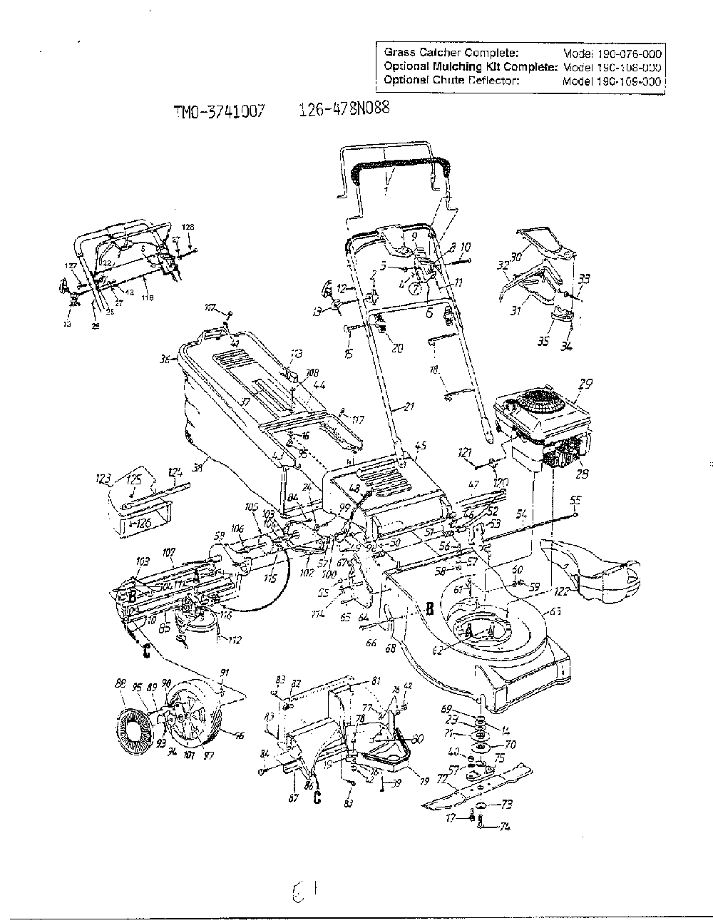 Form no. 770-96-2c Diagram and Parts List for 3741007  MTD Lawn Mower