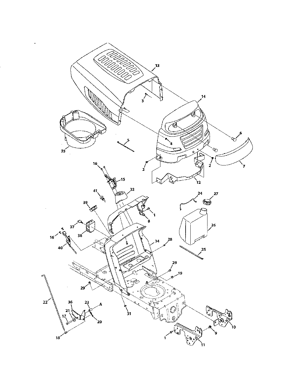 5 style hood with plenum Diagram and Parts List for 769-05404  MTD Lawn Tractor