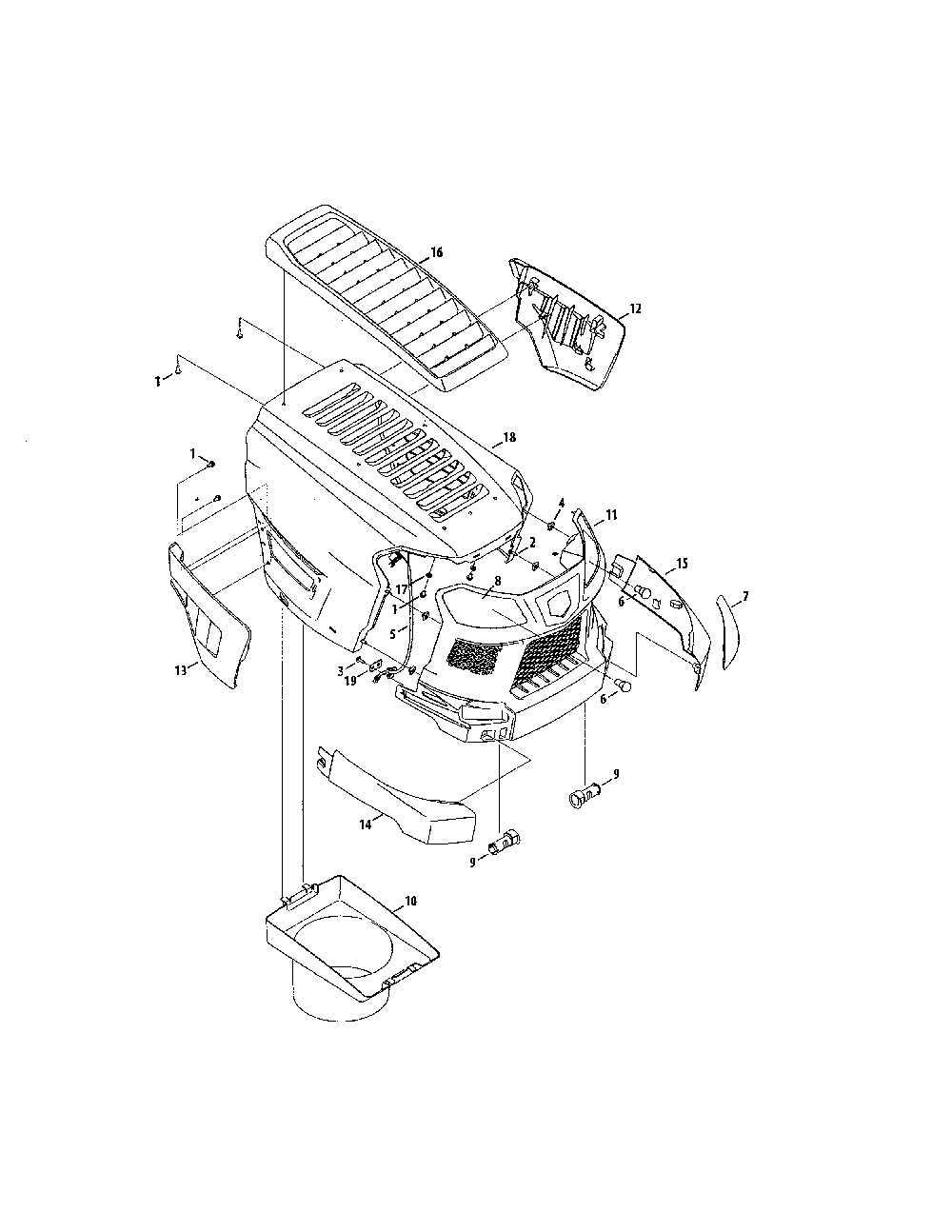 Hood/bumper Diagram and Parts List for 1417A3ZW099  MTD Lawn Tractor