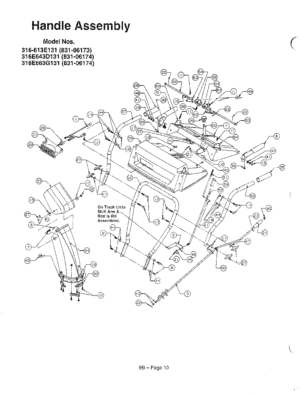 Handle page 3 Diagram and Parts List for 3525302  MTD Snow Blower