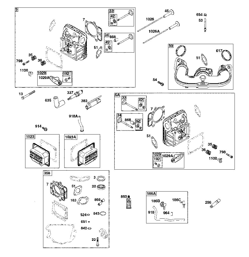 Cylinder head Diagram and Parts List for 17ADFACS093  MTD Lawn Mower