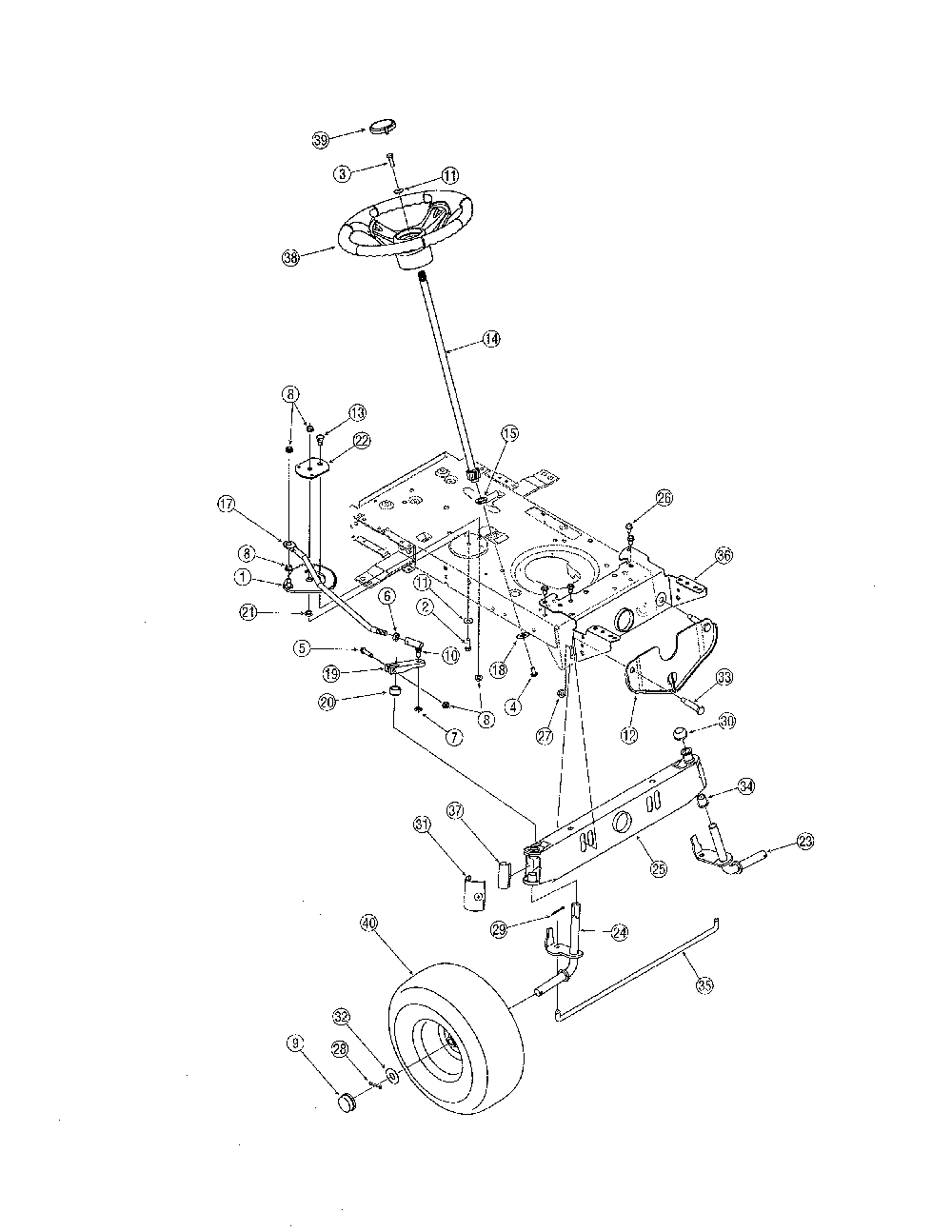 Steering Diagram and Parts List for 13AN771G731  MTD Lawn Tractor