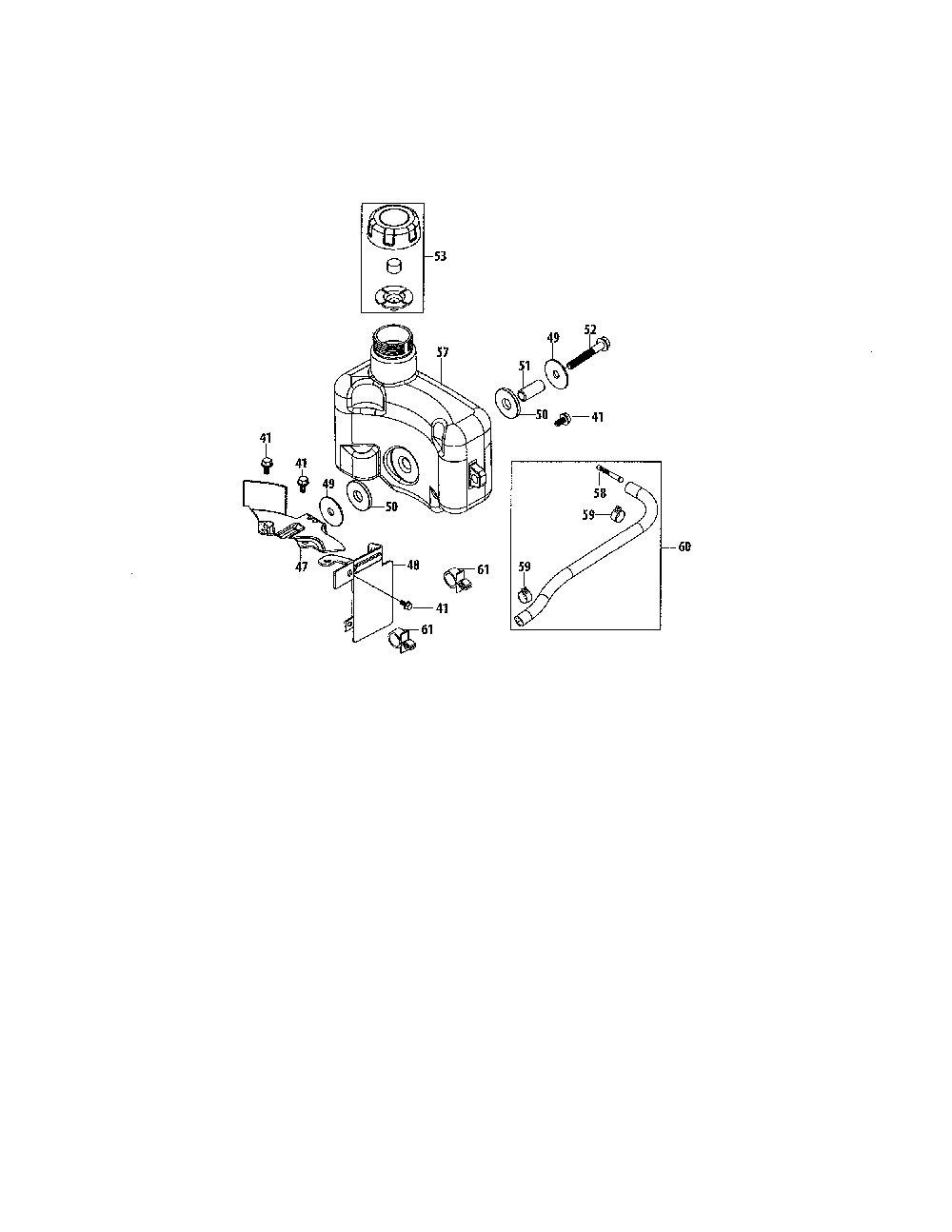 Fuel tank & mounting Diagram and Parts List for 1P65B0B-1  MTD Engine
