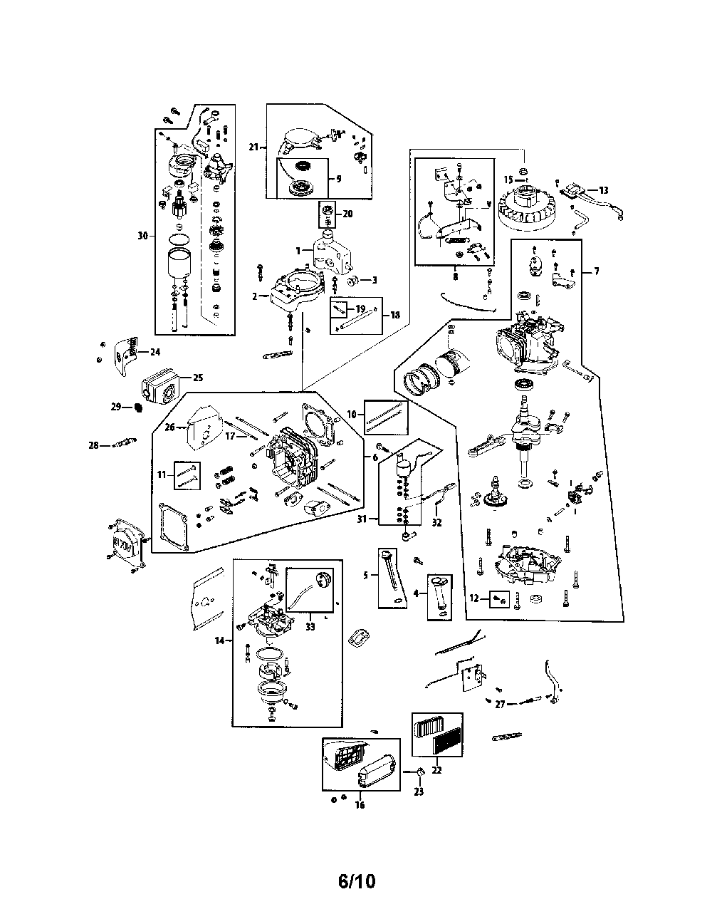 Engine Diagram and Parts List for E18J  MTD Lawn Mower