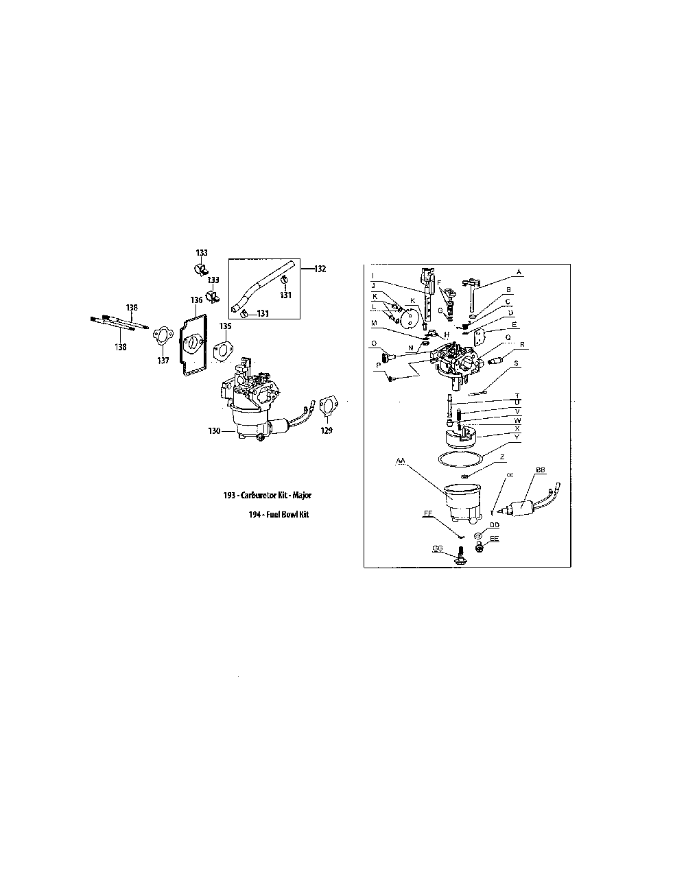 Carburetor Diagram and Parts List for 4P90JUD  MTD Engine