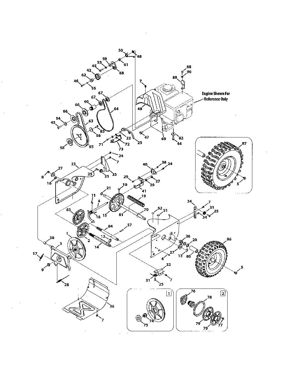 Drive system Diagram and Parts List for 31AM66EG700  MTD Snow Blower