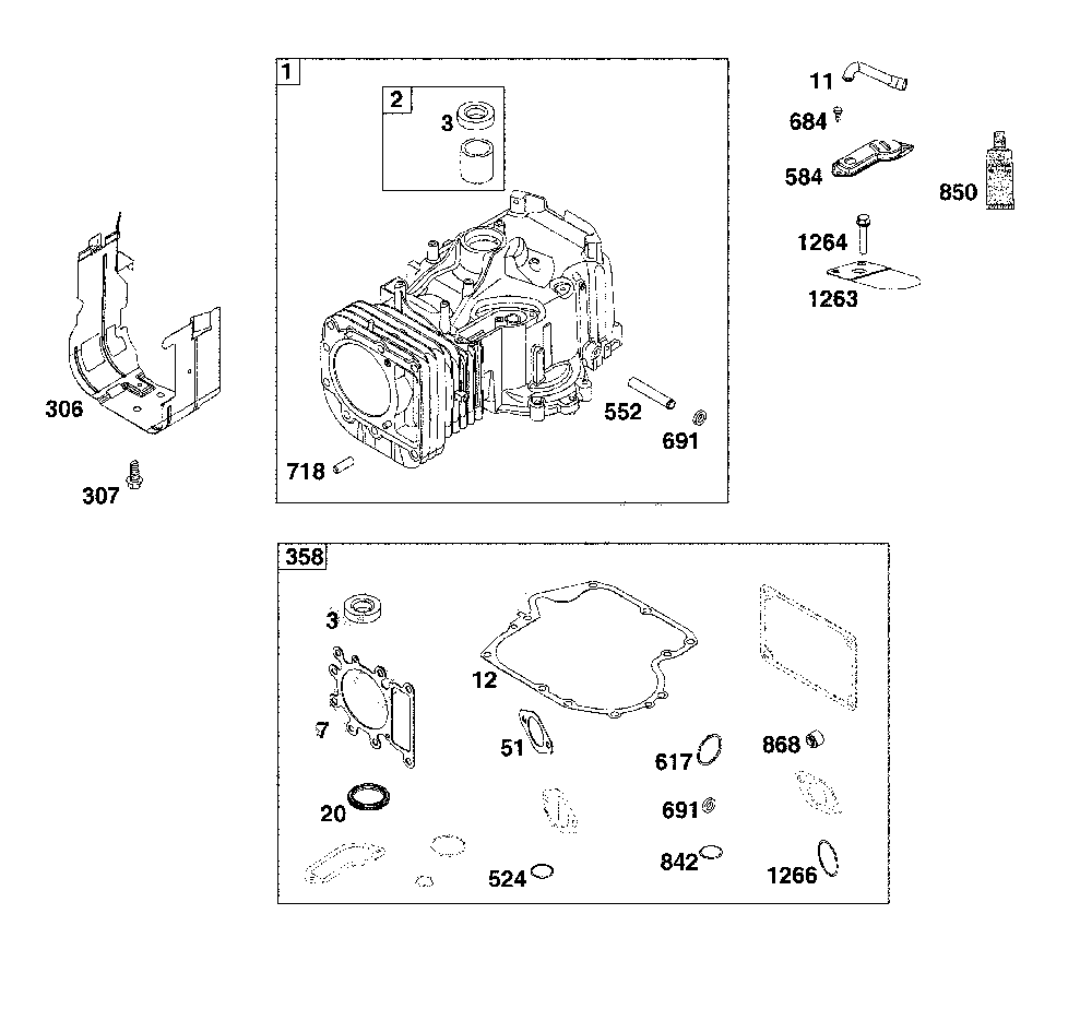 Cylinder Diagram and Parts List for 13AC26JD093  MTD Lawn Tractor