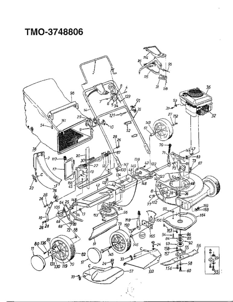 5hp/21-Inch Rotary Mower 1 Diagram and Parts List for 3748806  MTD Lawn Tractor