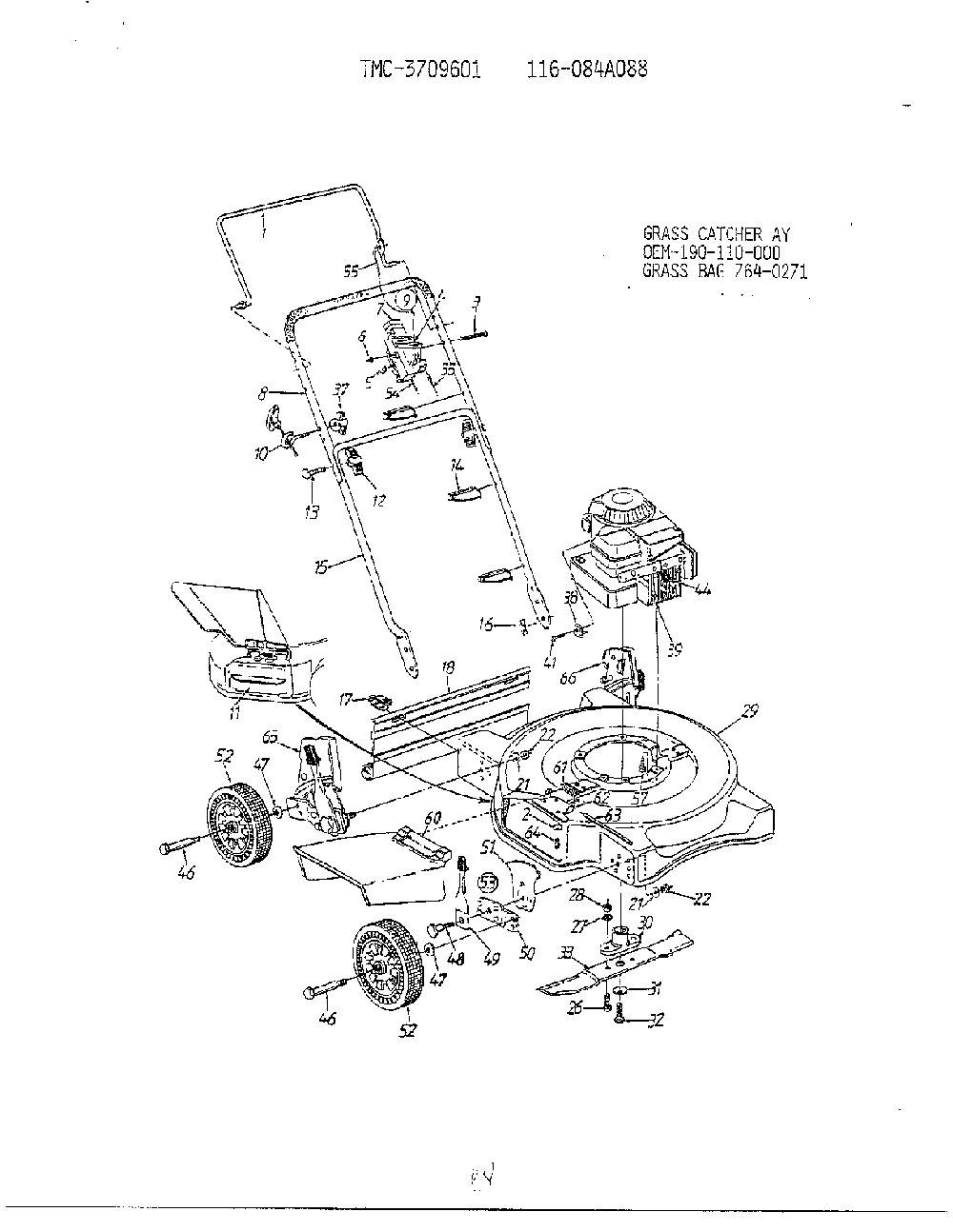 Form no. 770-96-1a Diagram and Parts List for 3709601  MTD Lawn Mower
