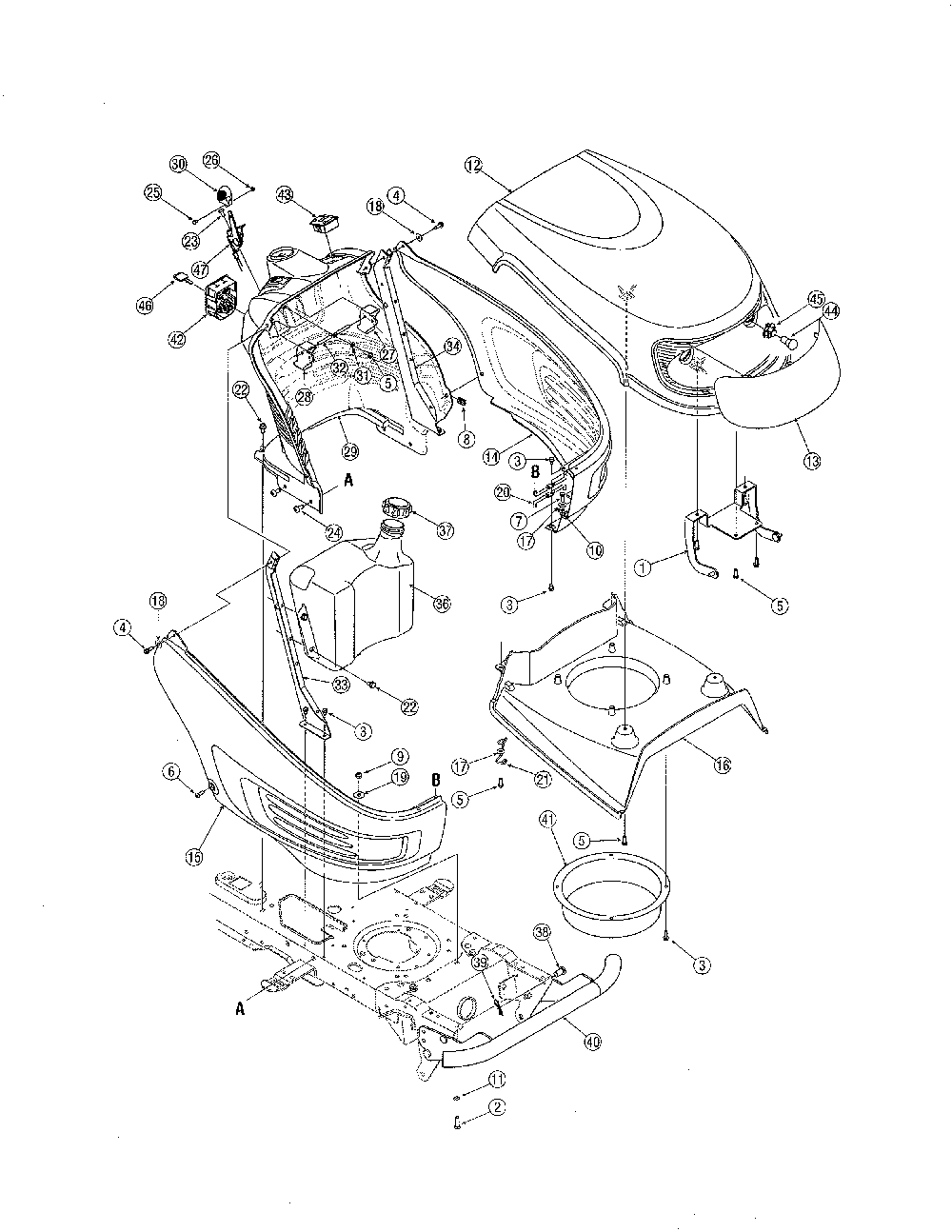 Hood/bumper Diagram and Parts List for 13AL606G730  MTD Lawn Tractor