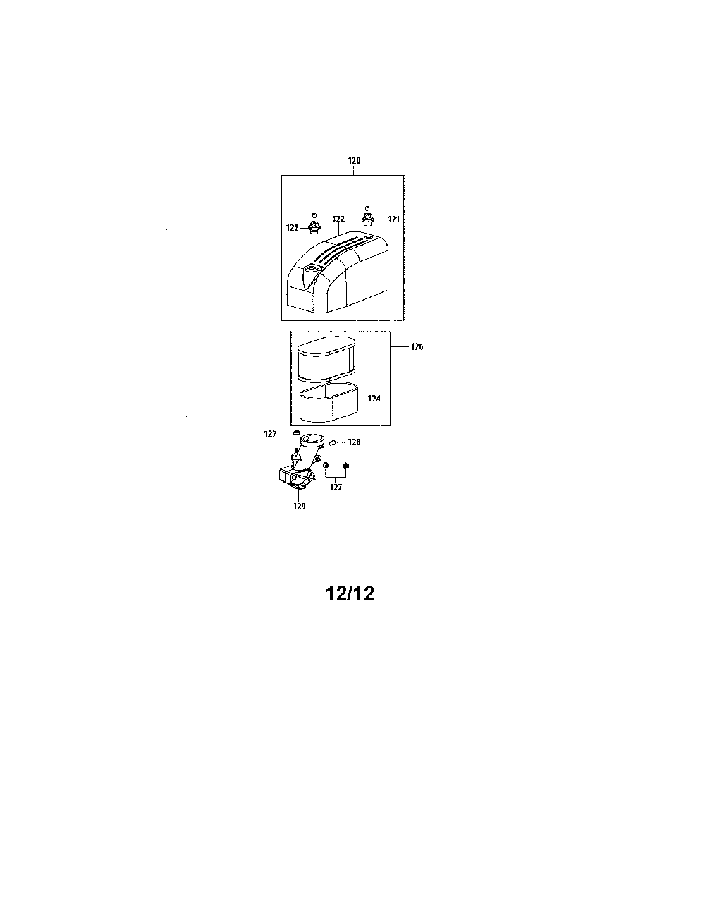 Air filter/manifold Diagram and Parts List for 131278XS099  MTD Lawn Tractor
