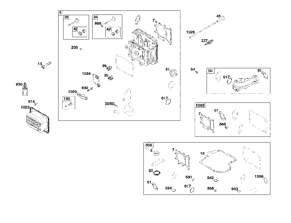 Cylinder head Diagram and Parts List for 13AN77XS093  MTD Lawn Tractor