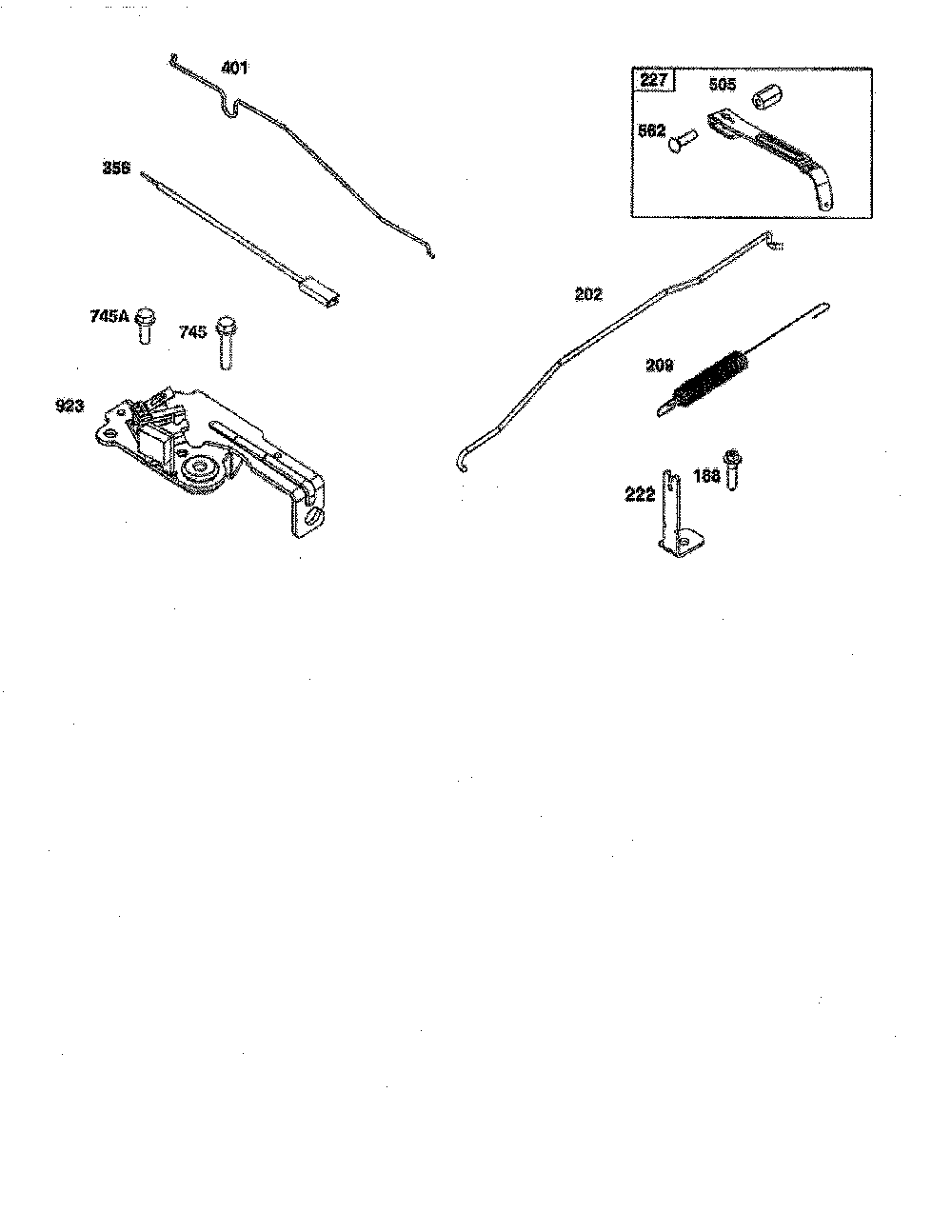 Controls Diagram and Parts List for 12AVP7BB799  MTD Lawn Mower