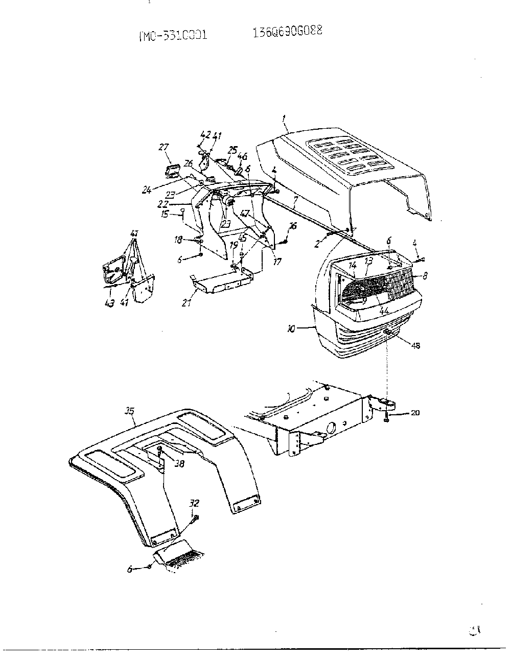 Form no: 770-96-3d Diagram and Parts List for 3310001  MTD Lawn Tractor