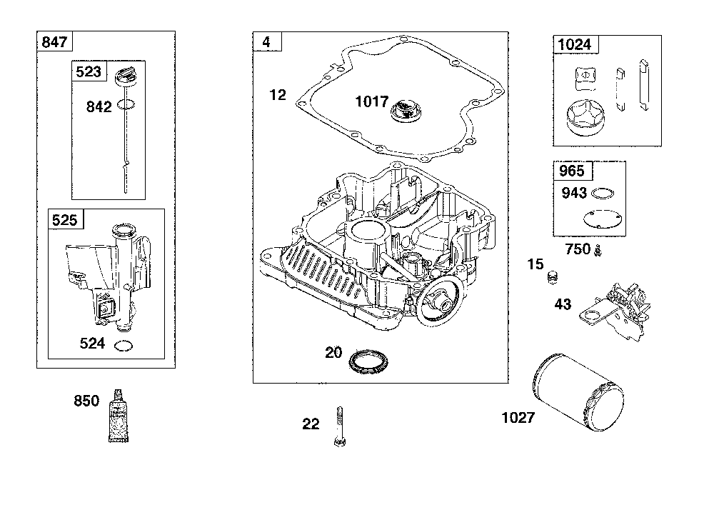 Crankcase cover/sump/lubrication Diagram and Parts List for 13AL78XT091  MTD Lawn Tractor
