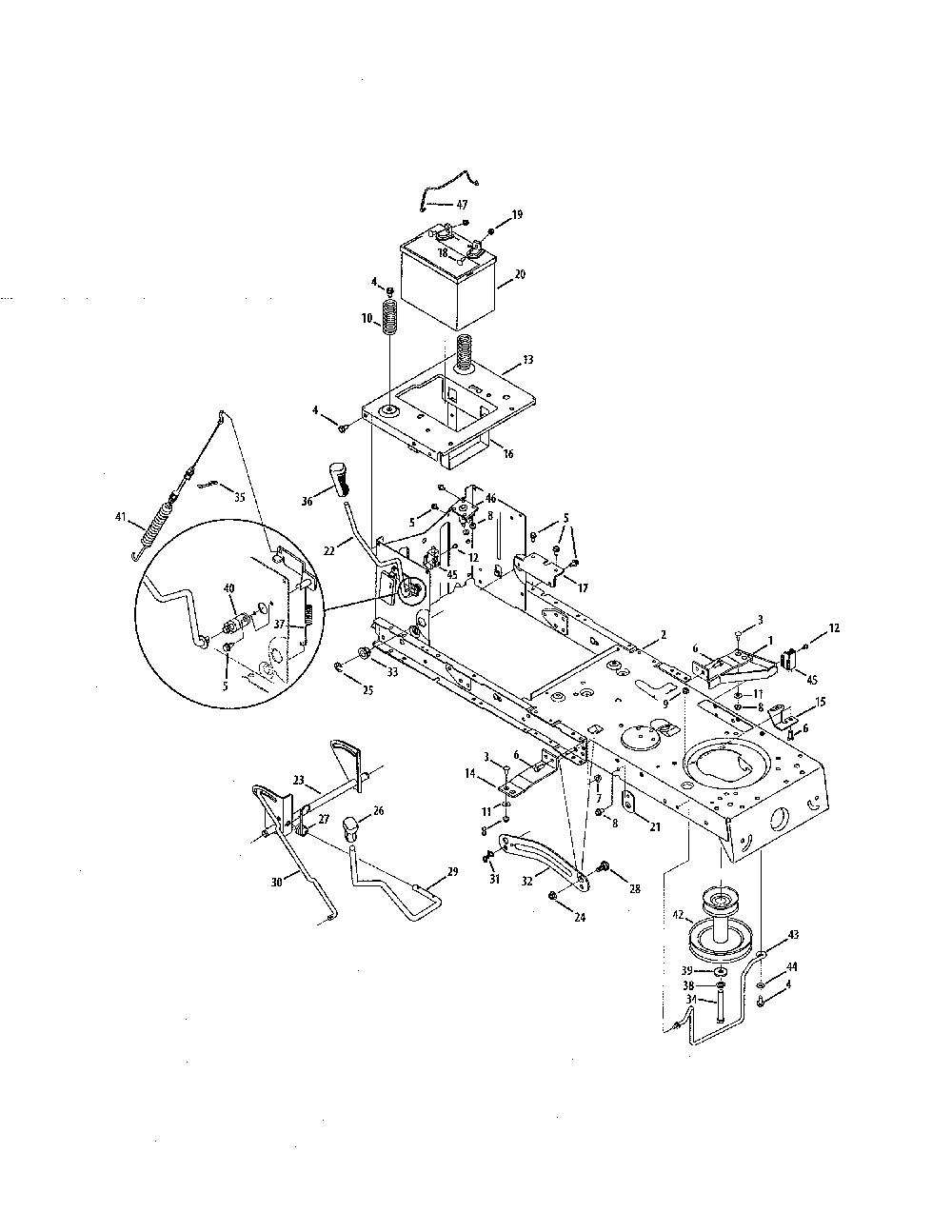 Frame & pto lift Diagram and Parts List for 13WC76LF031  MTD Lawn Tractor