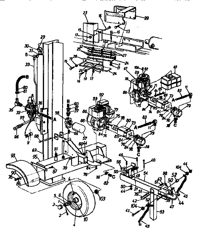 Unit Parts Diagram and Parts List for 636  MTD Log Splitter