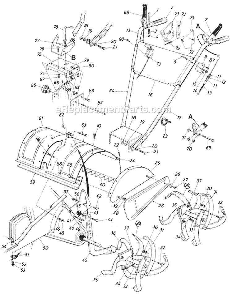 Page C Diagram and Parts List for 405-023 1987 MTD Tiller