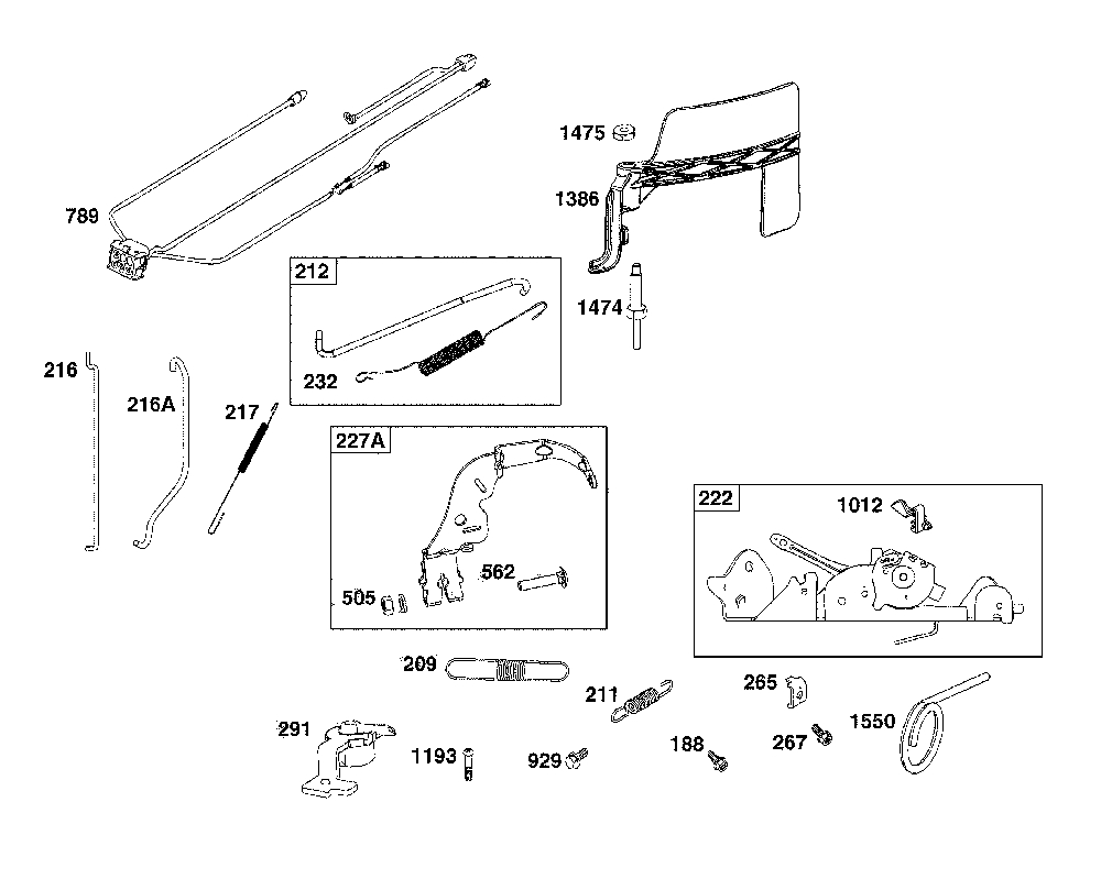 Controls Diagram and Parts List for 17ADFACT093  MTD Lawn Mower