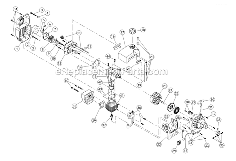 Boom And Trimmer Diagram and Parts List for 41ADY28G900  MTD Trimmer