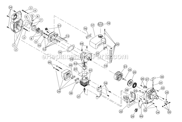 Boom And Trimmer Diagram and Parts List for 41CDY28G000  MTD Trimmer