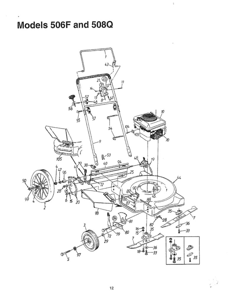 Lawn Mower 1 Diagram and Parts List for SKU3708402  MTD Lawn Mower