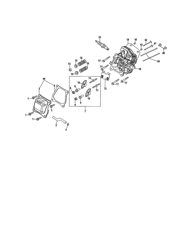 Cylinder Head/Valve Rocker Diagram and Parts List for 952Z161-JWA-11  MTD Engine