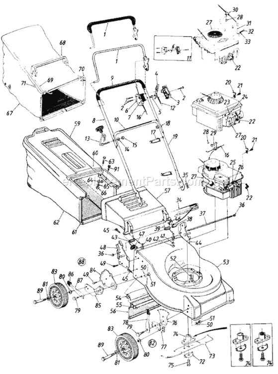 Page A Diagram and Parts List for 428R-013 1988 MTD Lawn Mower