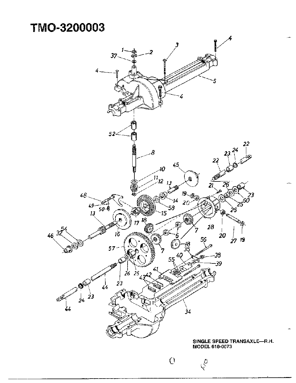 Single speed transaxle-r Diagram and Parts List for 3200003  MTD Lawn Tractor