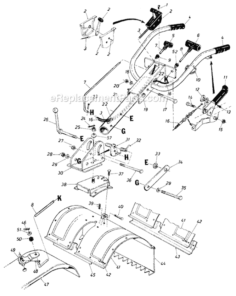 Page A Diagram and Parts List for 430-015 1988 MTD Tiller