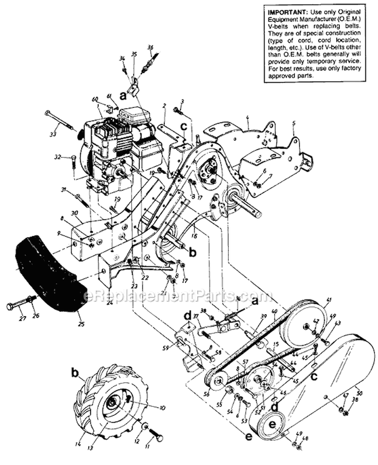 Page B Diagram and Parts List for 430-046 1990 MTD Tiller