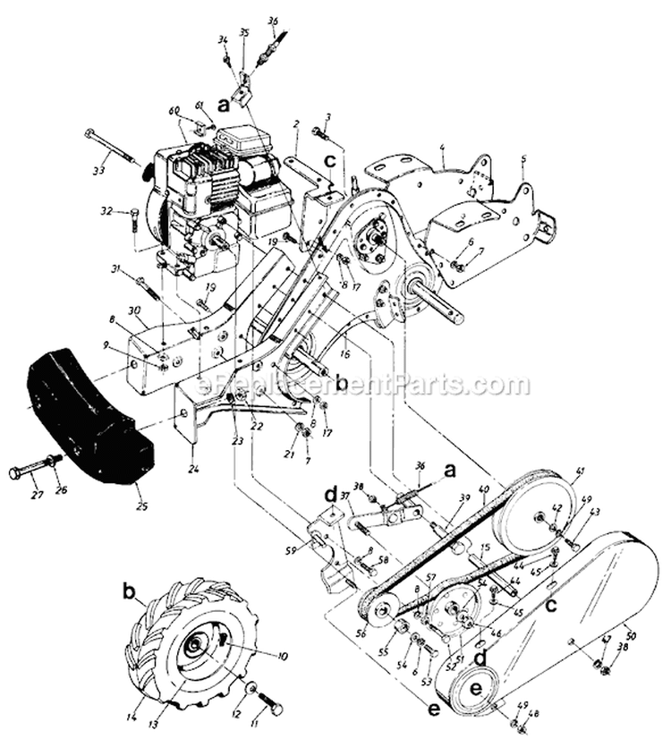 Page B Diagram and Parts List for 430-327 1989 MTD Tiller