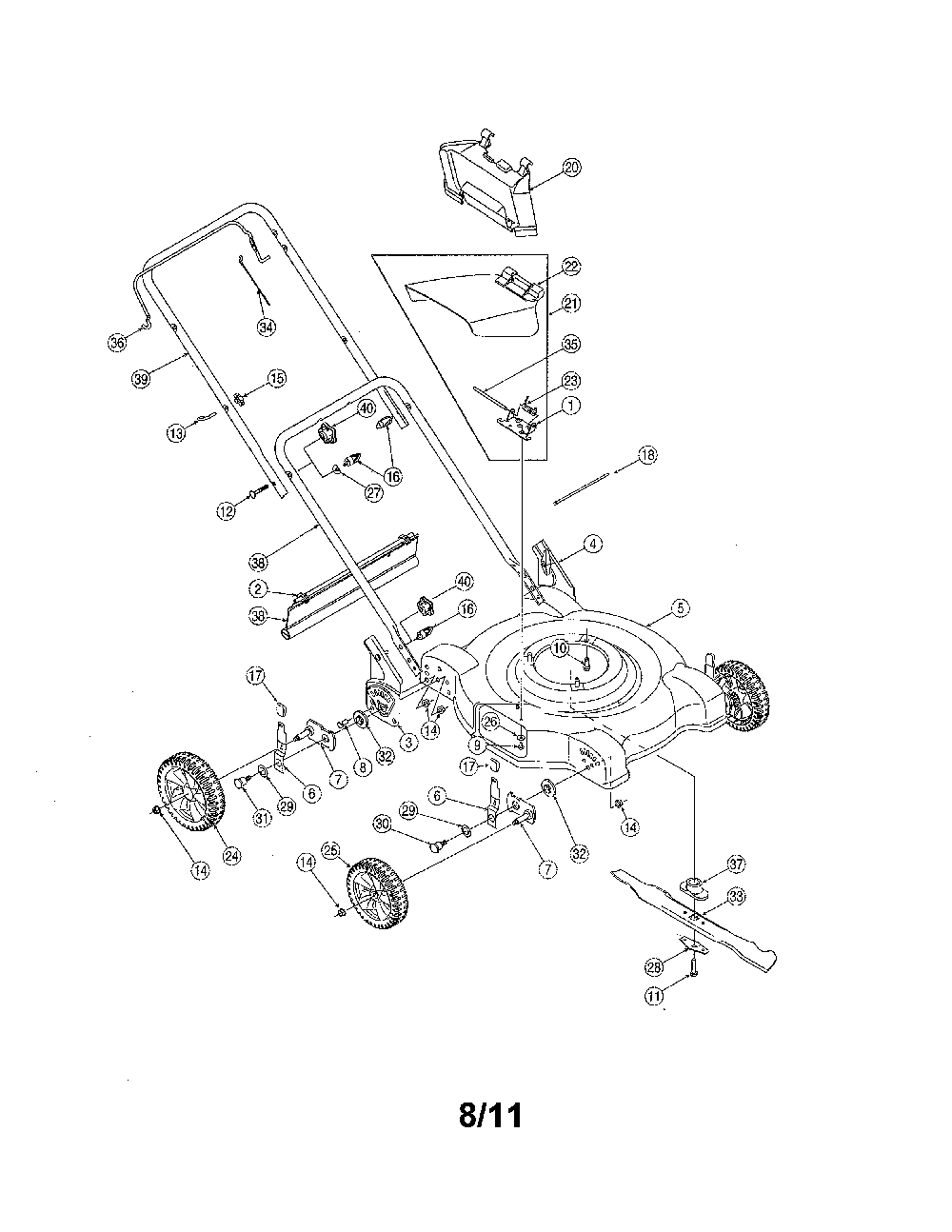 Lawn mower Diagram and Parts List for 11A-083A800  MTD Lawn Mower