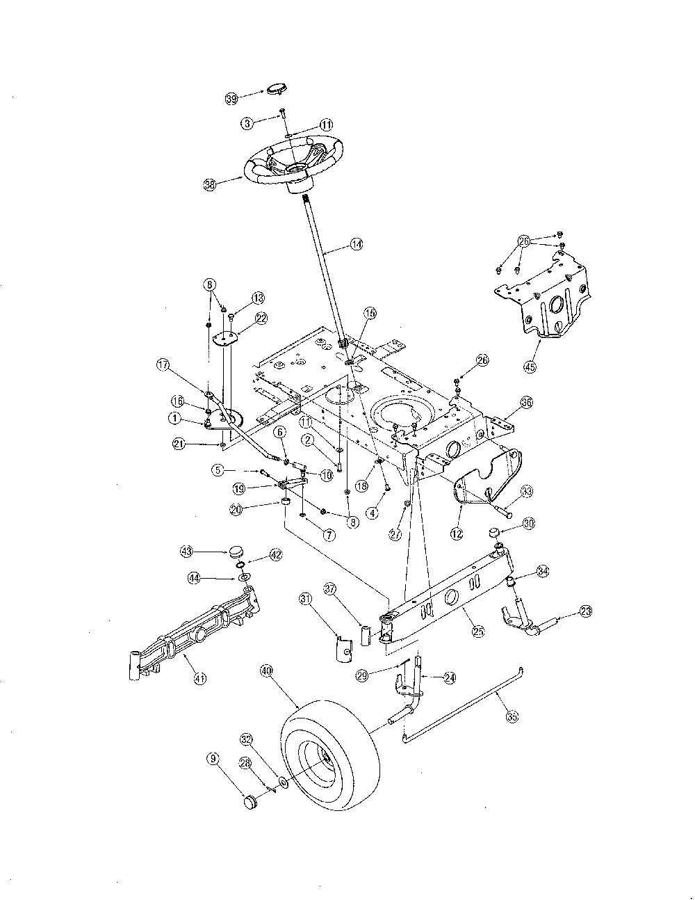 Steering Diagram and Parts List for 13RN771H729  MTD Lawn Tractor
