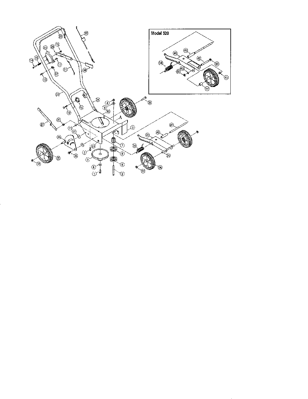 Flywheel/pulley/wheels Diagram and Parts List for 25B-550A729  MTD Edger