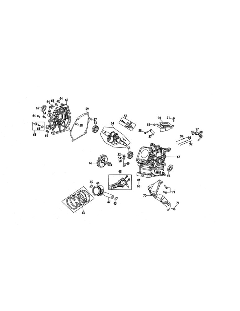 Crankcase/Crankshaft Diagram and Parts List for 952Z161-JWA-11  MTD Engine