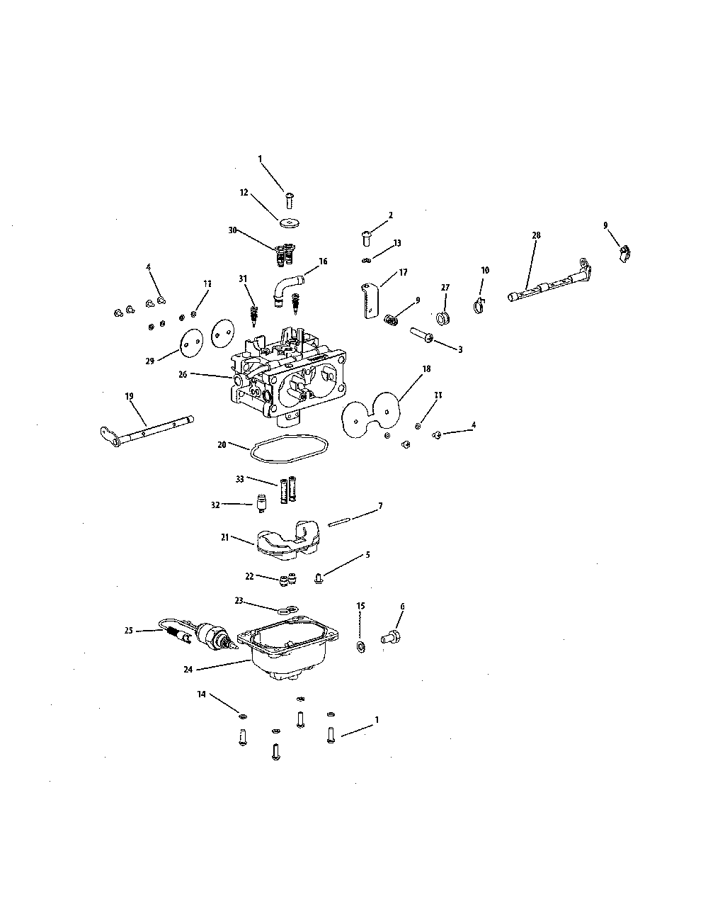 Carburetor Diagram and Parts List for 13AJA1ZS099  MTD Lawn Tractor