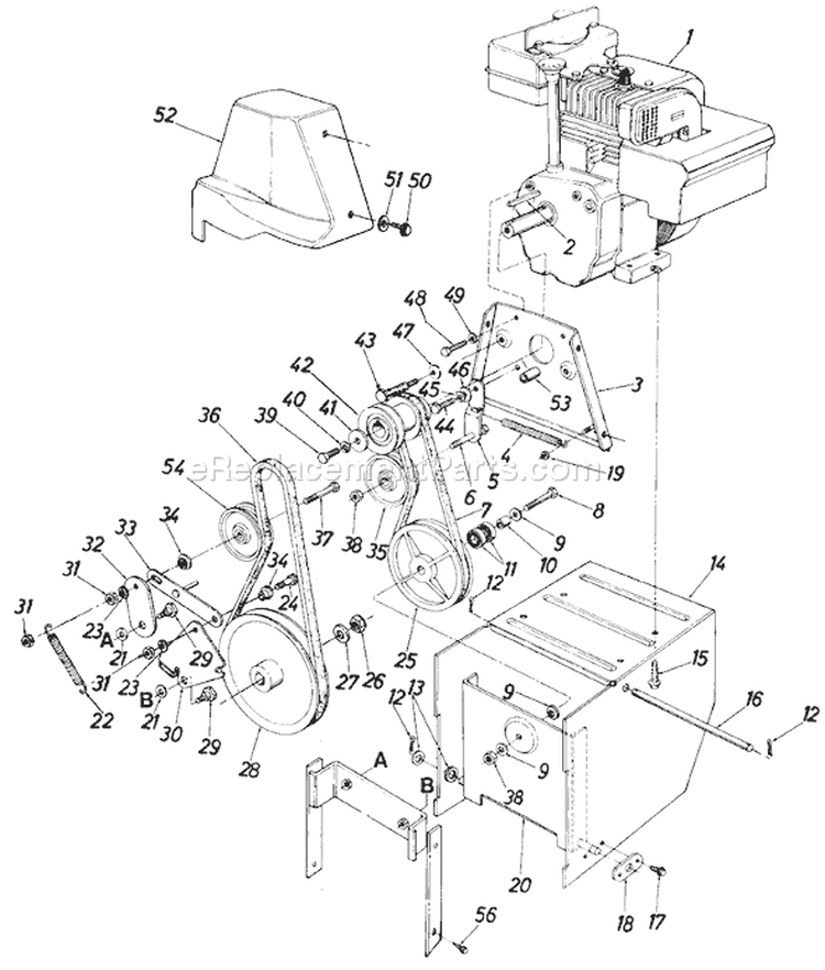 Page B Diagram and Parts List for 450-027 1987 MTD Snow Blower
