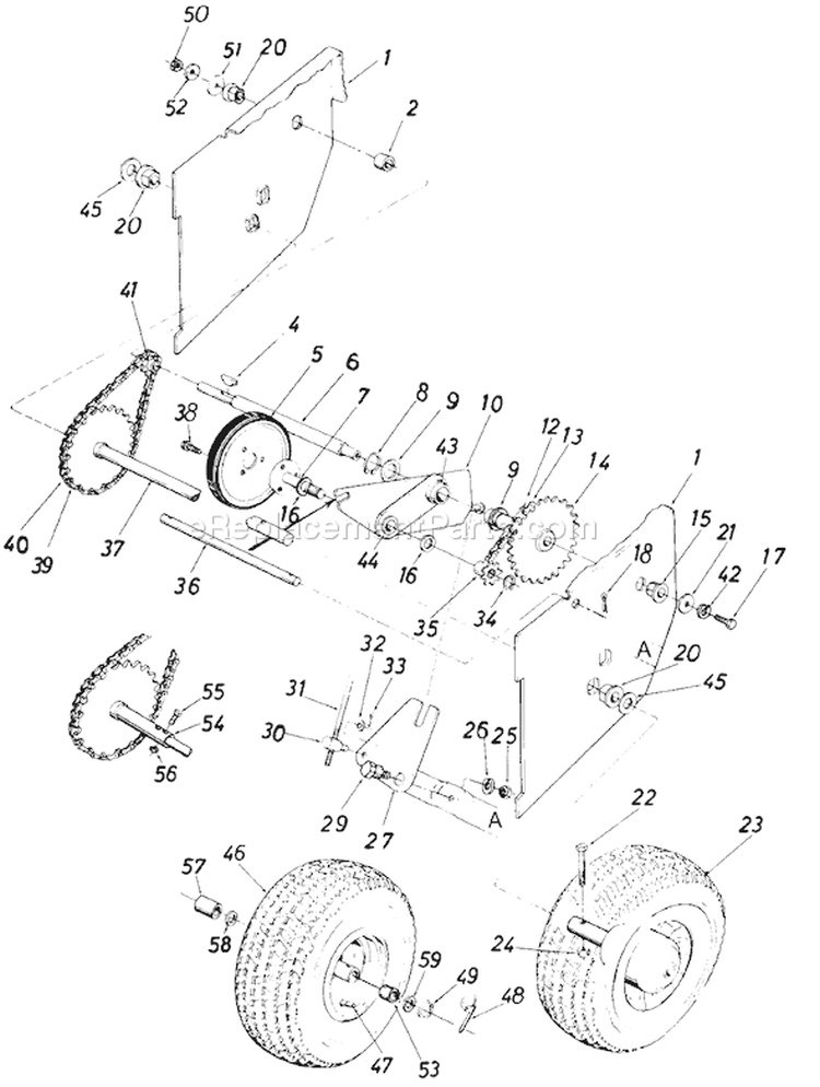 Page D Diagram and Parts List for 450-027 1987 MTD Snow Blower