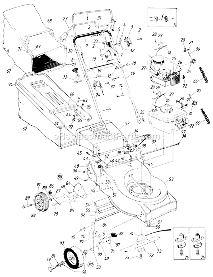 Page A Diagram and Parts List for 459R  MTD Lawn Mower